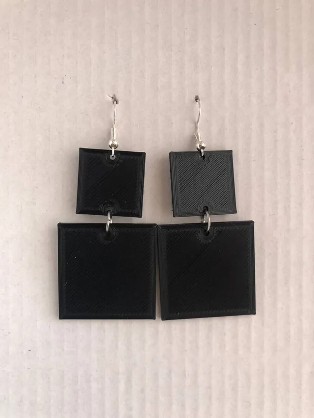 Earring pendant square cuadrado aro