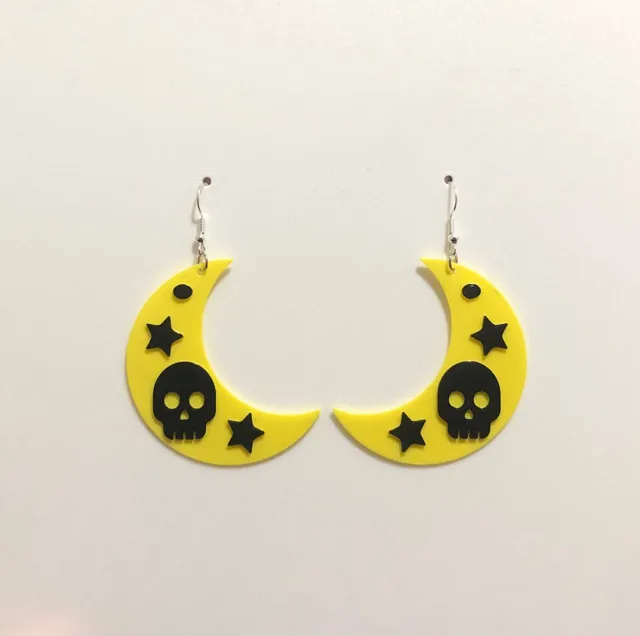 Earring Moon skull pendants aros