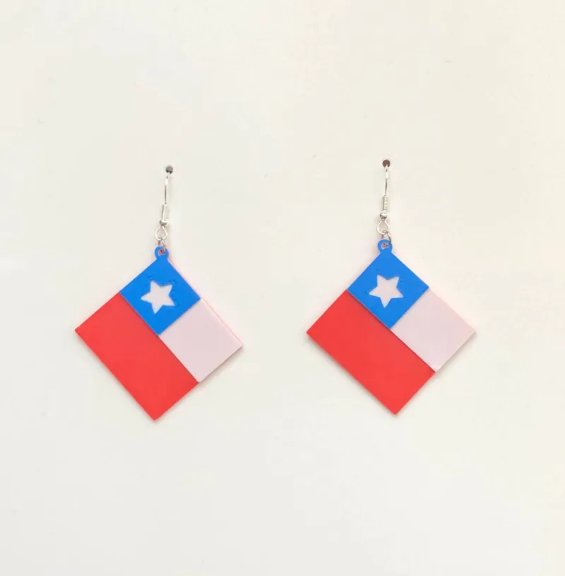 Earring chilean flag bandera chilena aros 