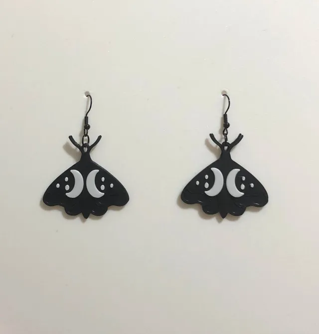 Earring dark moth halloween pendant pendientes