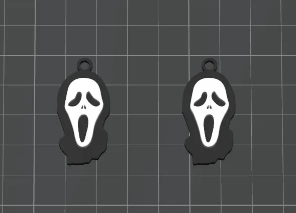 Ghost Face pendant earring view 2