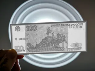 【世界各国货币欣赏】俄罗斯100卢布3D打印钞票浮雕透光画