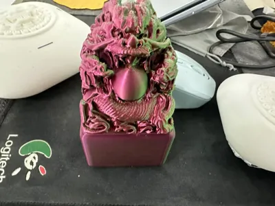 Three Dragon Playing with Pearl Disk Dragon Seal