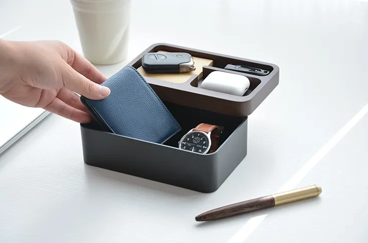 Computer Jewlery Box 【Desk Essential】Magnetic Rotating Desktop Double Layer Storage Box ...