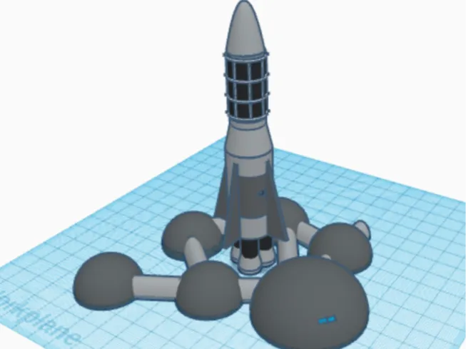 sleek rocket with lunar habitat