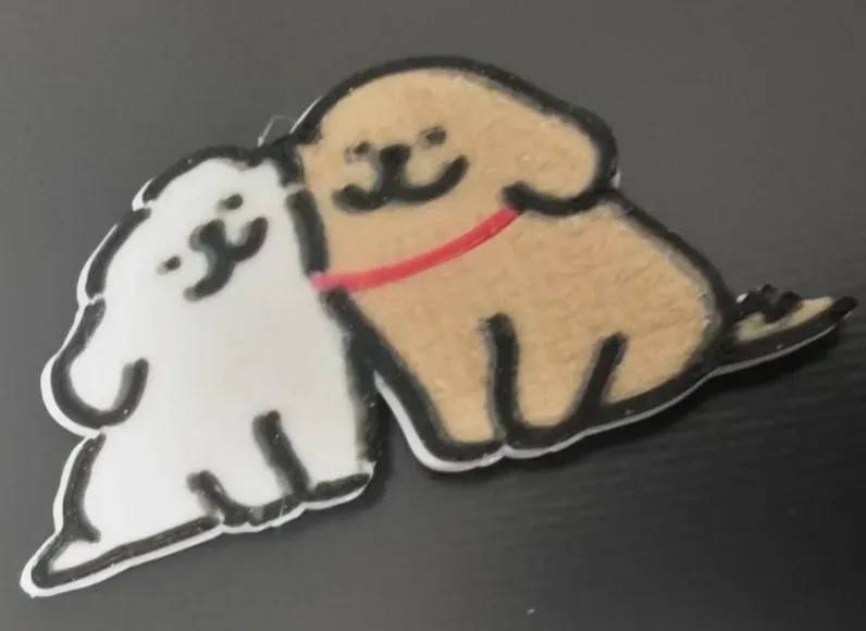 2只线条小狗冰箱贴_贴贴20*1mm圆磁铁