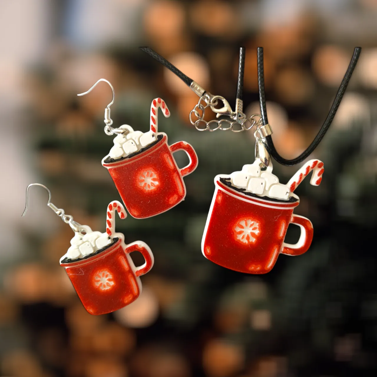 Christmas Cup - Earrings and Necklace view 2