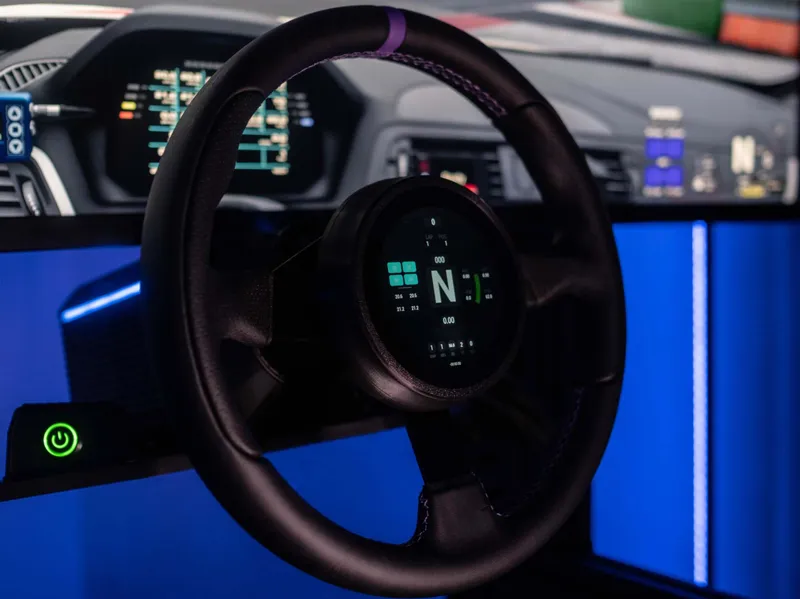 Simracing steering wheel with VoCore 3.4″ screen