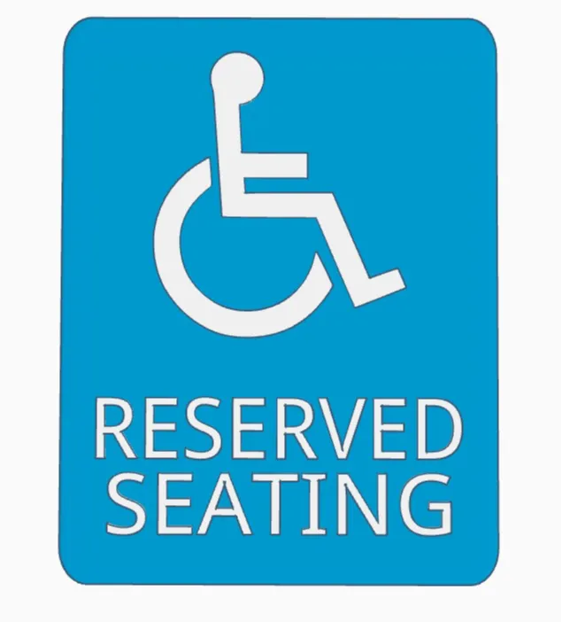 Handicap seating sign