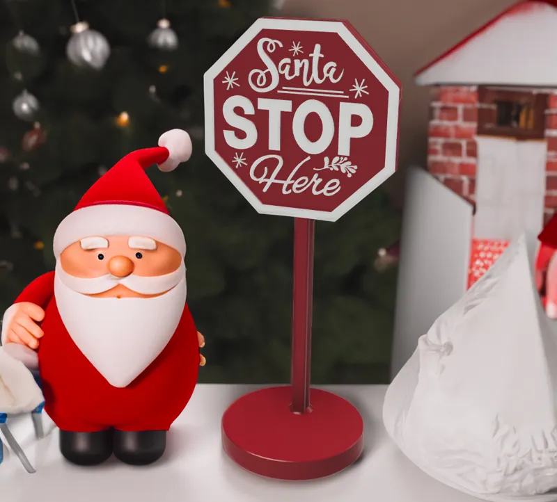 Santa Claus stop sign