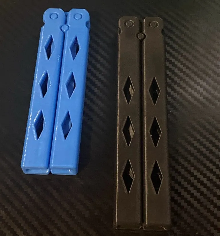 Longer print in place butterfly knife