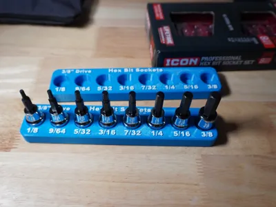 3/8 Icon Hex Bit Socket Organizer Set of 8