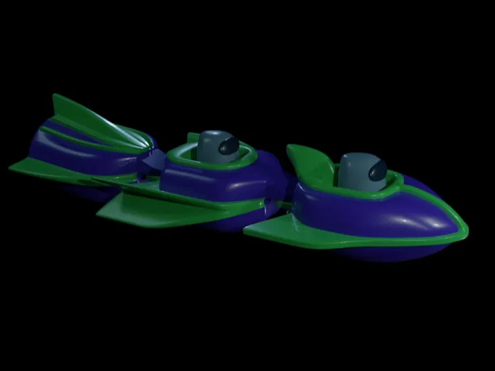Articulated Cartoon Space Ship Train