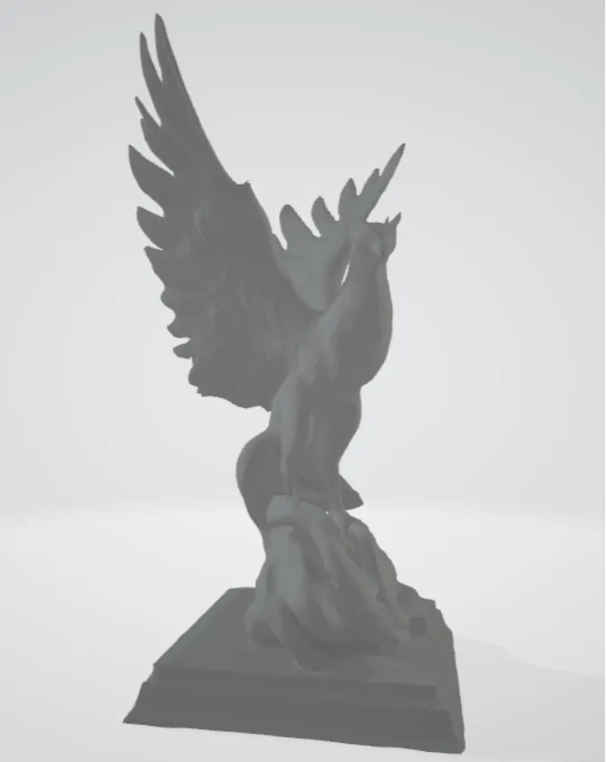 Statue of a phoenix on a pedestal