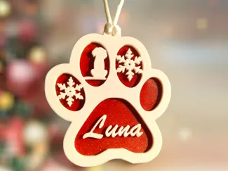 Customizable Christmas Tree Decoration - Dog Paw