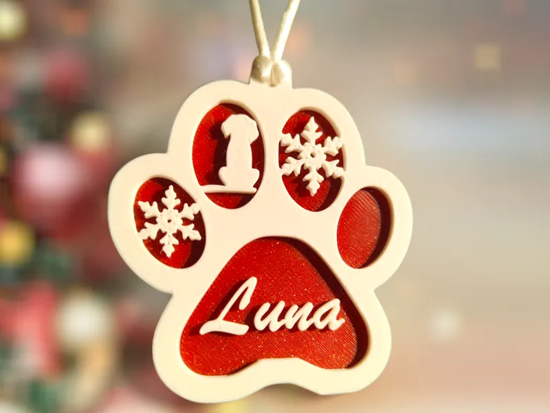 Customizable Christmas Tree Decoration - Dog Paw