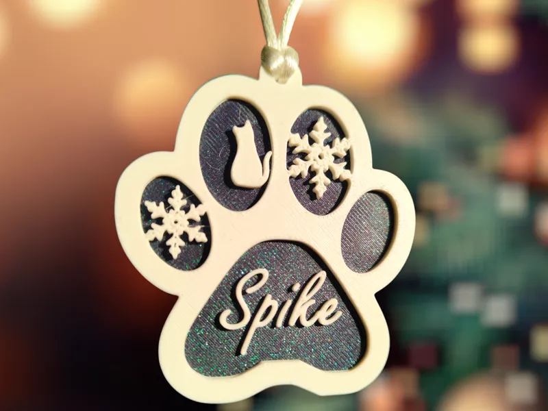 Customizable Christmas Tree Decoration - Cat Paw
