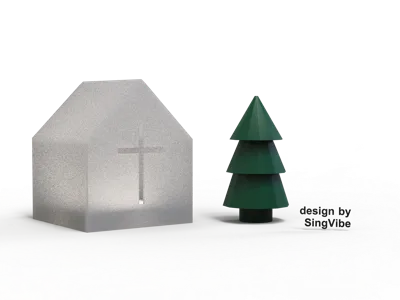 church & tree lamp