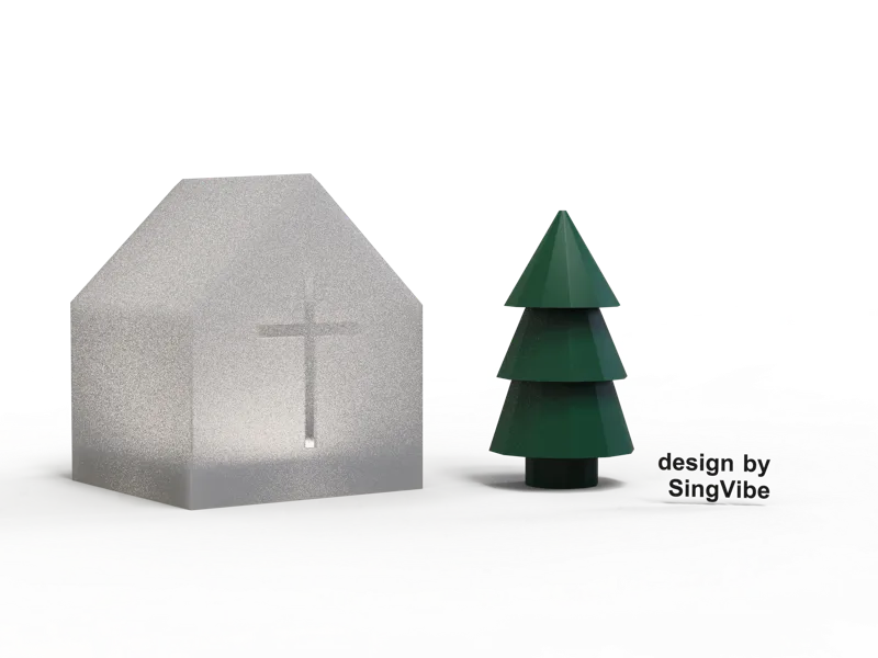 church & tree lamp