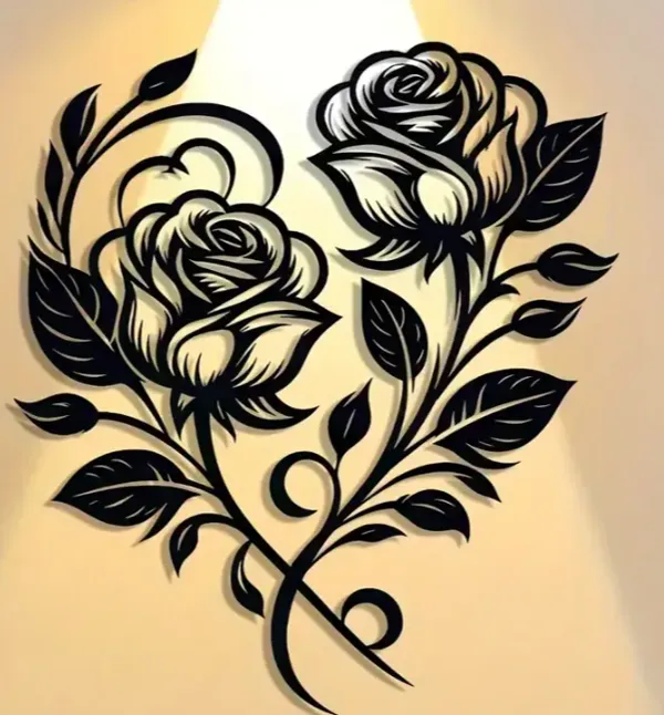 Cœur et rose - déco murale élégante