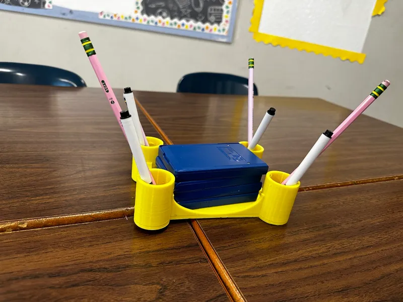 Classroom Desk Caddy with 4 Pencil Holders