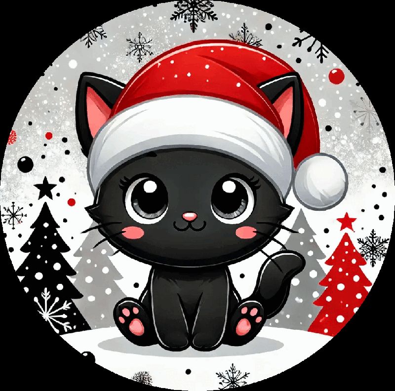 Black Cat Lithophane Ornament 