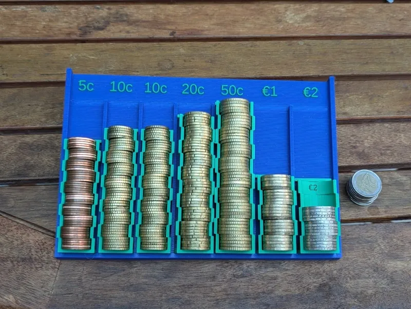 Euro coin counter with no moving parts