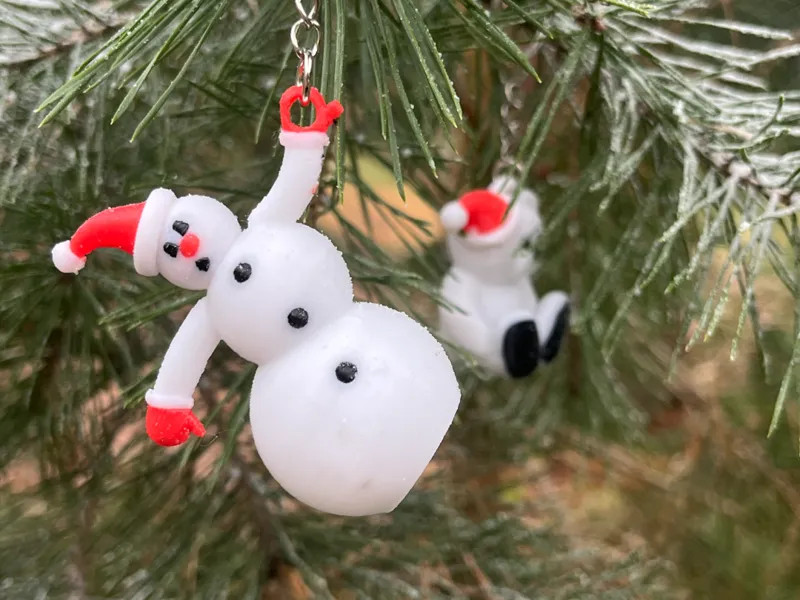 Falling snowman key pin, Christmas tree bauble