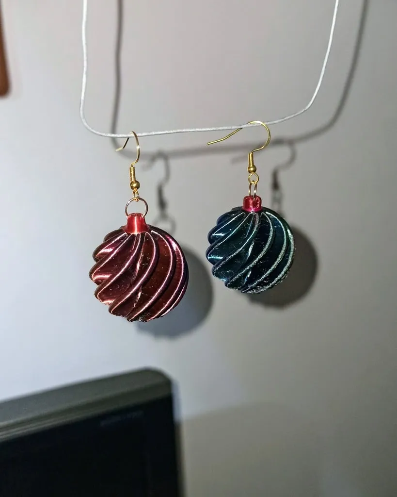 Christmas ball earrings view 2
