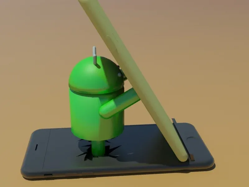 Android crushing iPhone phone stand