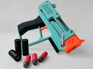 Shell ejecting Nerf string blaster