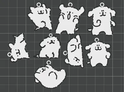Line Art Puppy Keychain Collection (Maltese)