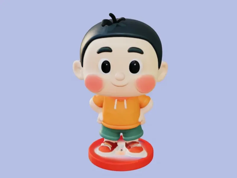 喜庆中国娃娃 白模玩偶 雕塑 Joyful Doll