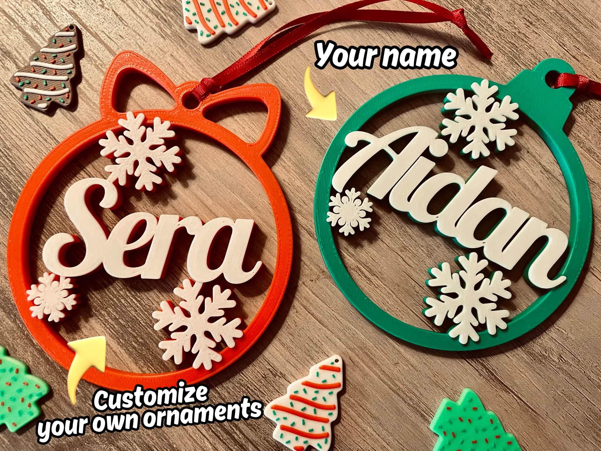 Christmas Mickey Ornament _ Customizable Name - Free 3D Print Model ...