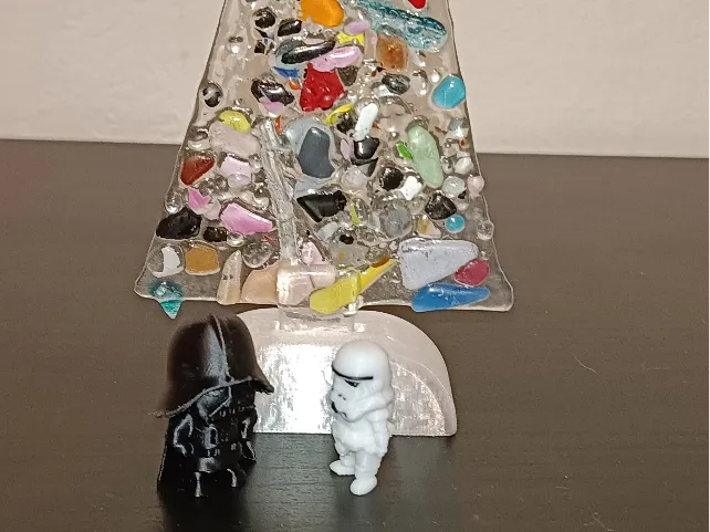 support sapin de noel en verre