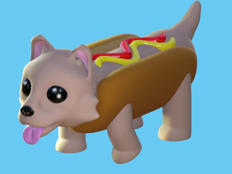 Chibi Dog in a Hotdog Costume