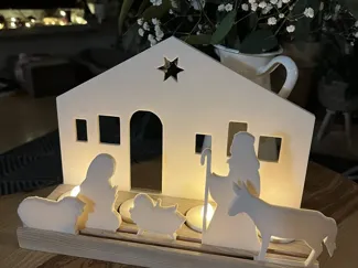 Candlestick, small nativity scene, Bethlehem