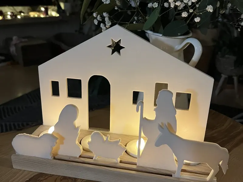 Candlestick, small nativity scene, Bethlehem
