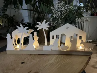 Candlestick, large nativity scene, Bethlehem
