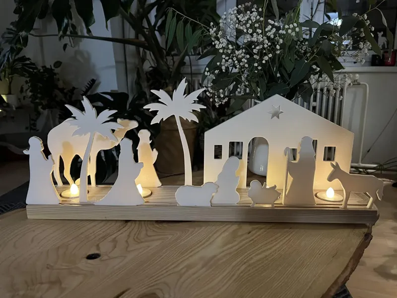 Candlestick, large nativity scene, Bethlehem