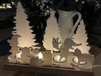 Candlestick, small nativity scene, elfish