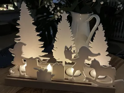 Candlestick, small nativity scene, elfish