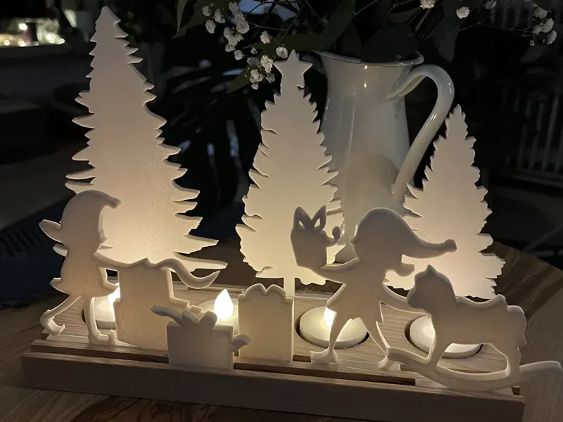 Candlestick, small nativity scene, elfish