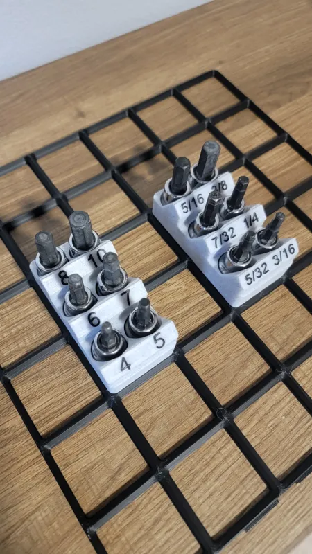 3/8" Drive Hex Key Socket Holders - Gridfinity