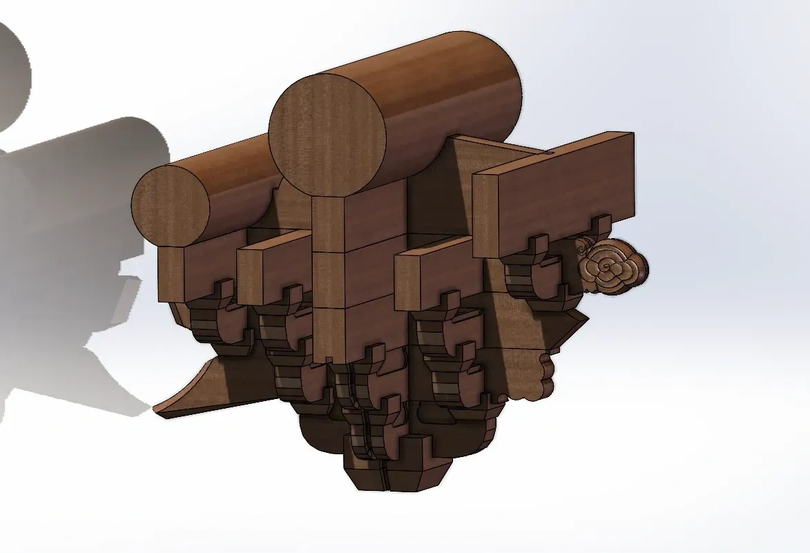 Simple Dougong Model Making Qing-style single-eave, single-angle, five-bracket dougong - Free 3D ...