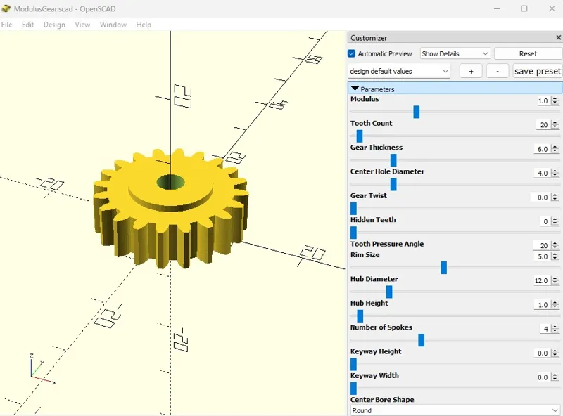 Modulus Gear Customizer (Remix, minor corrections)