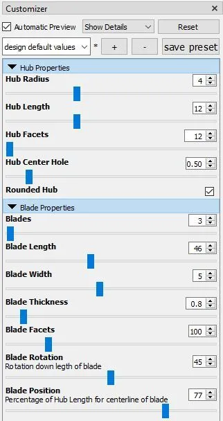 Propeller Maker - OpenSCAD Customizer