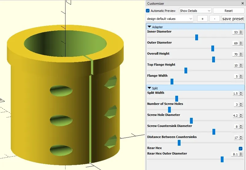 CNC Mill Spindle Adapter w/ OpenSCAD Customizer