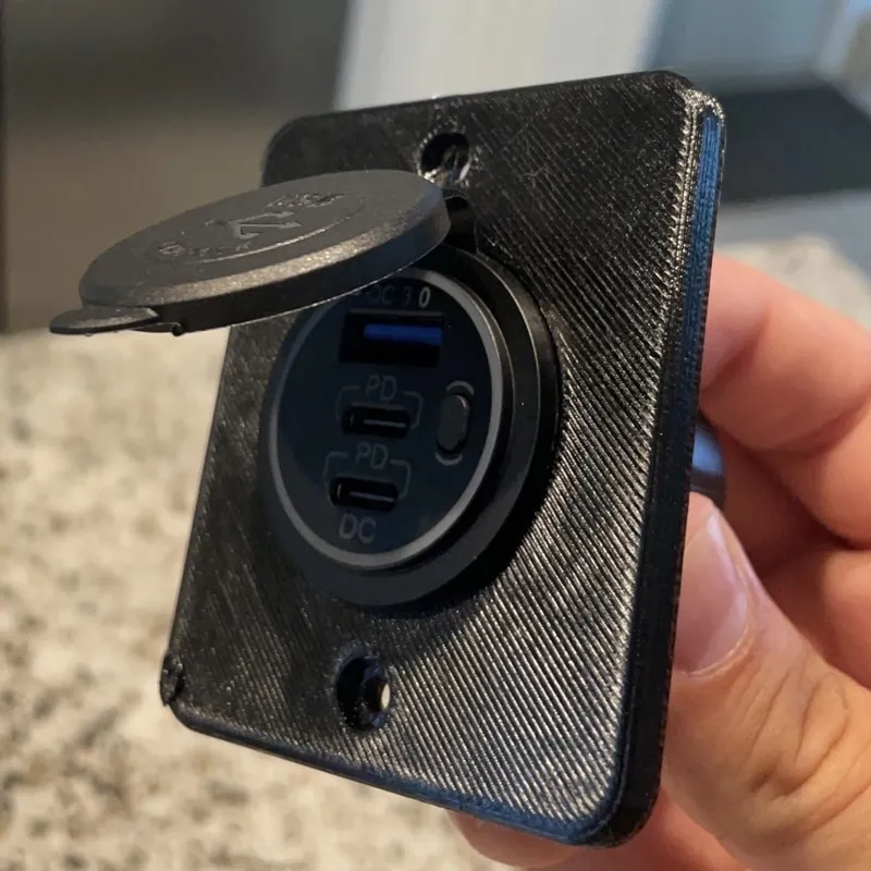 Mounting plate for RV 12V or USB socket