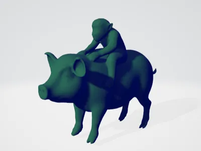 Monkey riding pig